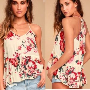 Lulu’s Cream Floral Print Top